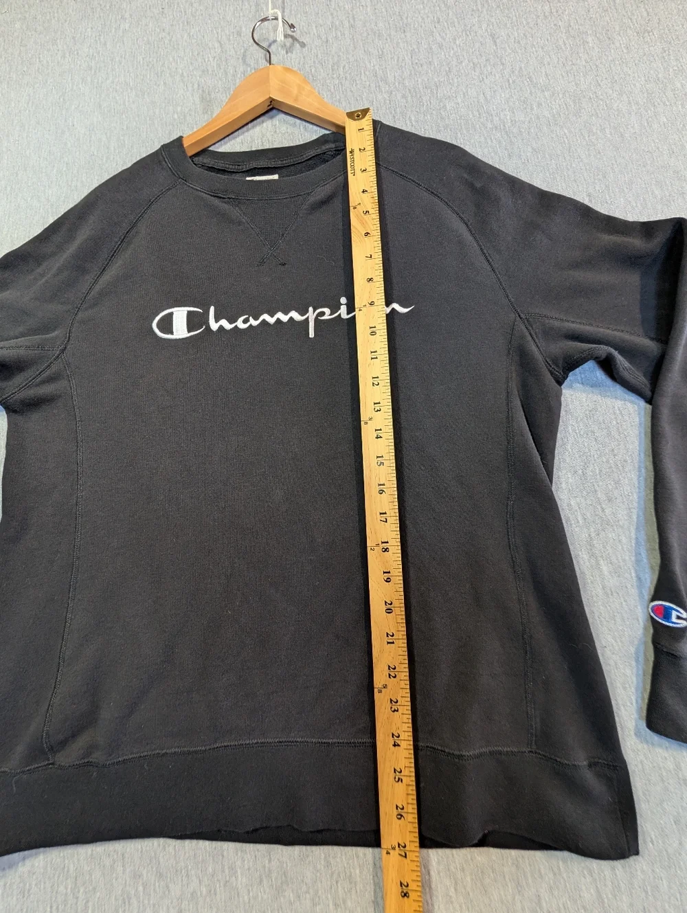 Champion Athletic Lightweight Sweatshirt Women's Large Black White Embroidered - Picture 5 of 9